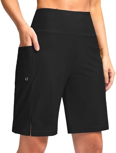 Photo 1 of XS Black G Gradual Women's 9" Long Swim Board Shorts with Pockets High Waisted Knee Length Beach Swimming Shorts for Women with Liner