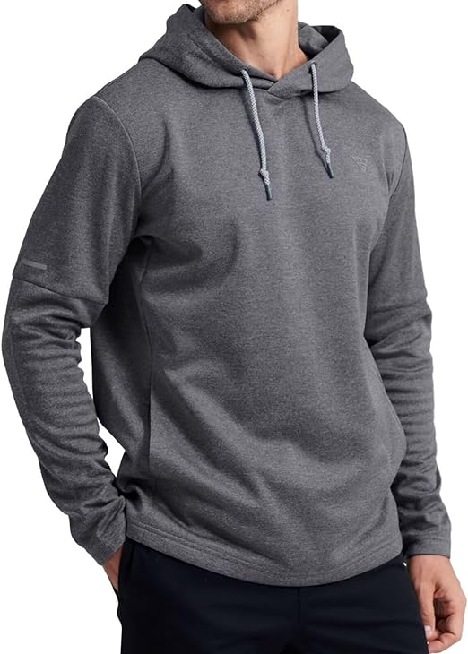 Photo 2 of Large Neural Grey Heather MAELREG Hoodies for Men Golf Fleece Hooded Sweatshirts Dry Fit Athletic Lightweight Casual Midlayer Mens Hoodies Pullover
