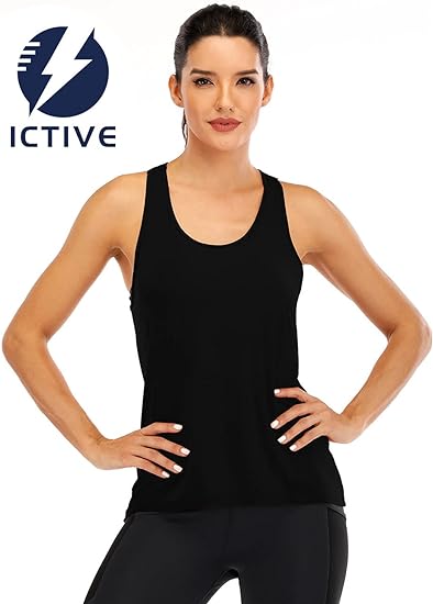 Photo 1 of Small black ICTIVE Womens Cross Backless Workout Tops for Women Racerback Tank Tops Open Back Running Tank Tops Muscle Tank Yoga Shirts
