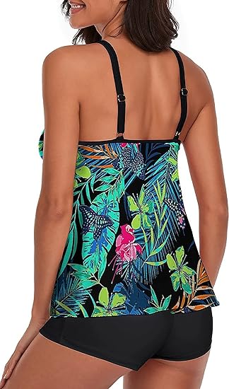 Photo 2 of 2XL Women's Bathing Suits Swimsuits Tankini Sets for Two Piece Blouson Tank Top with Boyshorts
