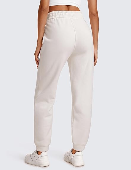 Photo 1 of XS Milky White CRZ YOGA Cotton Fleece Lined Sweatpants Women High Waisted Warm Casual Lounge Jogger Pants with Pockets
