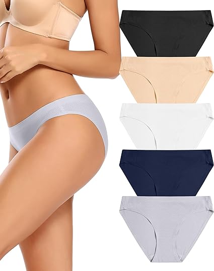Photo 1 of Small voenxe Women Bikini Underwear,Seamless Breathable Ladies Panties,No Show Comfortable Briefs Undies for Women,Hipster,5-Pack
