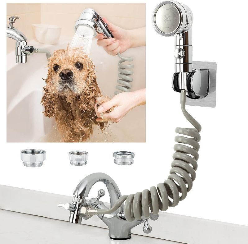 Photo 1 of Silver  Sink Faucet Sprayer Attachment Hair Pet Rinser Showerhead with Stop Water-saving Function