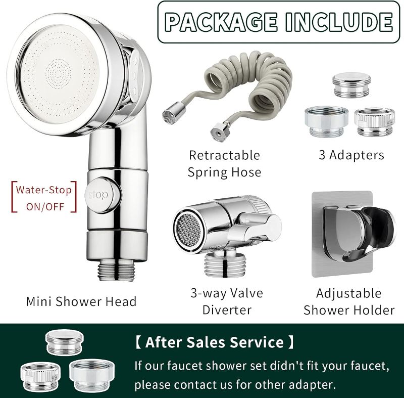 Photo 3 of Silver  Sink Faucet Sprayer Attachment Hair Pet Rinser Showerhead with Stop Water-saving Function