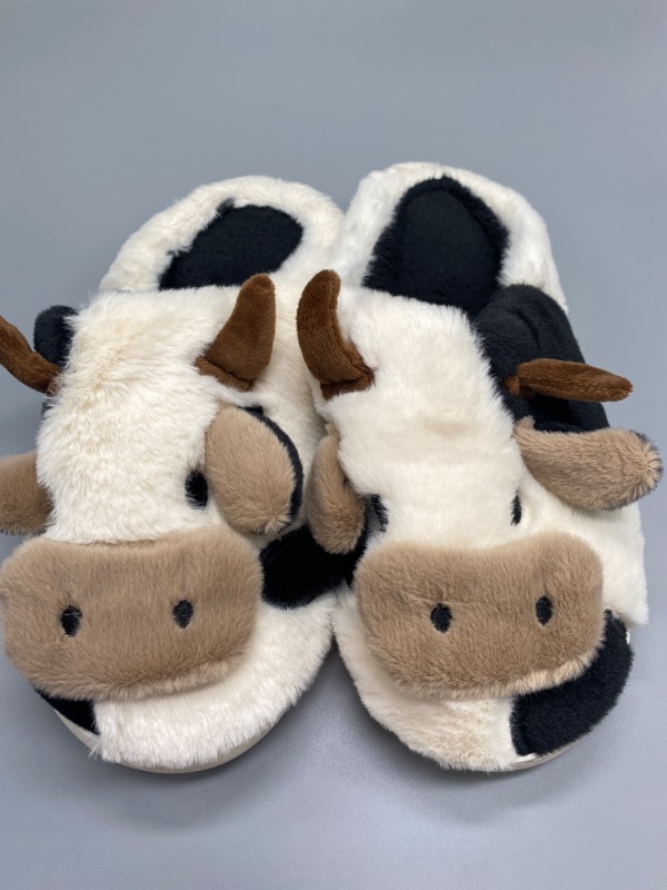 Photo 3 of size 7 Cartoon Cow Cotton Slippers, Winter Indoor Outdoor Slippers for Women
