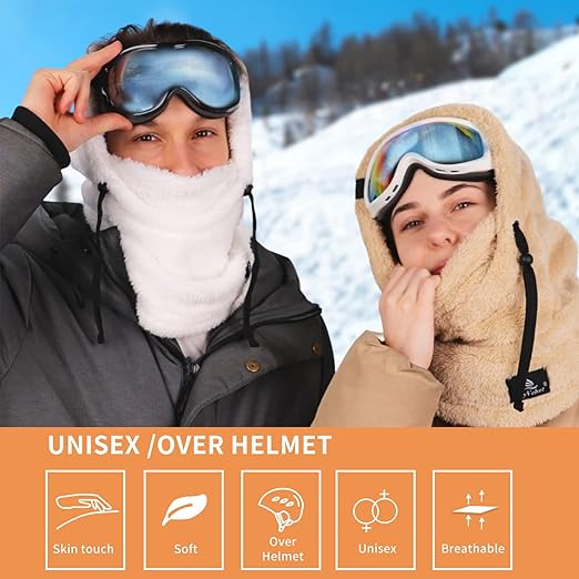 Photo 2 of White Shy Velvet Balaclava Wind-Resistant Winter Face Mask,Fleece Ski Mask for Men and Women,Warm Face Cover Hat Cap Scarf
