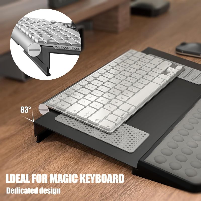 Photo 2 of Black & Grey Computer Tilt Keyboard Stand - Acrylic Ergonomic Keyboard Holder for Easy Typing Working, Keyboard Riser with Comfortable Wrist Rest for Keyboard, Office, Home - Fits All Keyboard Sizes
