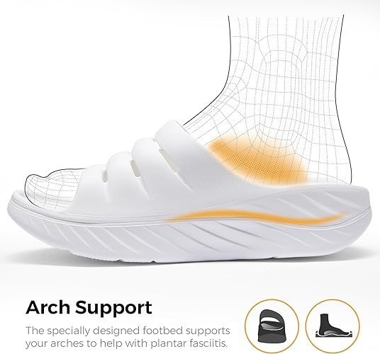 Photo 2 of Size Men 12 Women 14 Recovery Sandals for Men and Women Orthotic Plantar Fasciitis Sandals with Arch Support Unisex Thick Slides with Cushion
