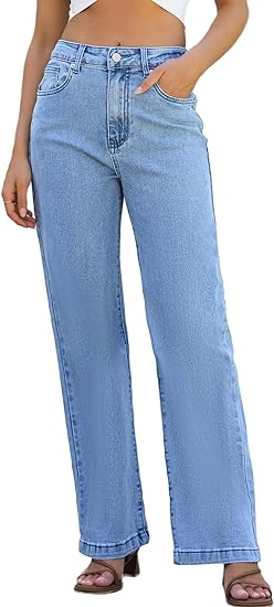 Photo 1 of Size 6 Settelo Womens Jeans Hig Waisted Straight Leg Loose Stretchy Lightweight Tummy Control Trendy Jeans for Women 2024
