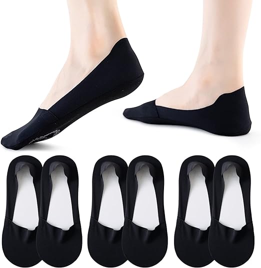 Photo 1 of (S) 6pack Standard Black Women No Show Socks Ultra Low Cut Liner Socks Ice Feeling socks Nonslip Liner Invisible Hidden Thin Socks
