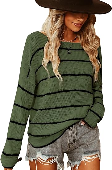 Photo 1 of Large CUPSHE Women's Striped Sweaters Long Sleeve Boat Neck Colorblock Knitted Pullover Sweater Tops
