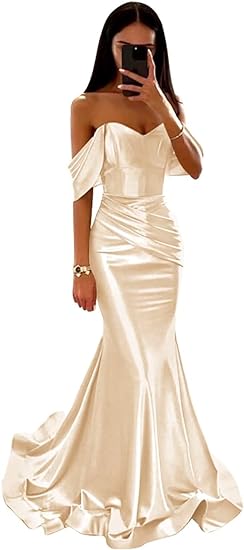 Photo 1 of Size 12 Off Shoulder Satin Bridesmaid Dresses Mermaid Corset Prom Formal Dress
