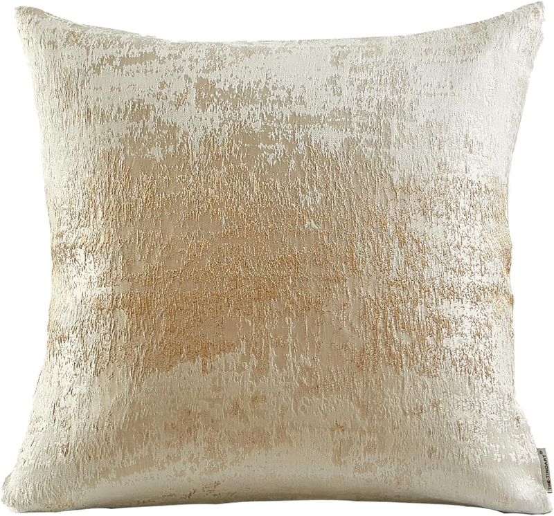 Photo 1 of 1pcs Sparkling Decorative Throw Pillow Covers Soft Beige Gold Glitter Square Cushion Cover Pillowcase for Couch Bed and Chair Cream Beige 18 x 18 inches 
