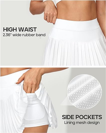 Photo 4 of XS White Ewedoos Womens Tennis Skirt with Shorts Pleated Tennis Skirts for Women Skorts Skirts for Women Athletic Skirt for Golf
