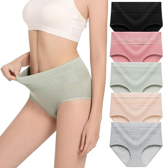 Photo 1 of 4XL HAVVIS Women's Briefs Underwear Cotton High Waist Tummy Control Panties Rose Jacquard Ladies Panty Multipack

