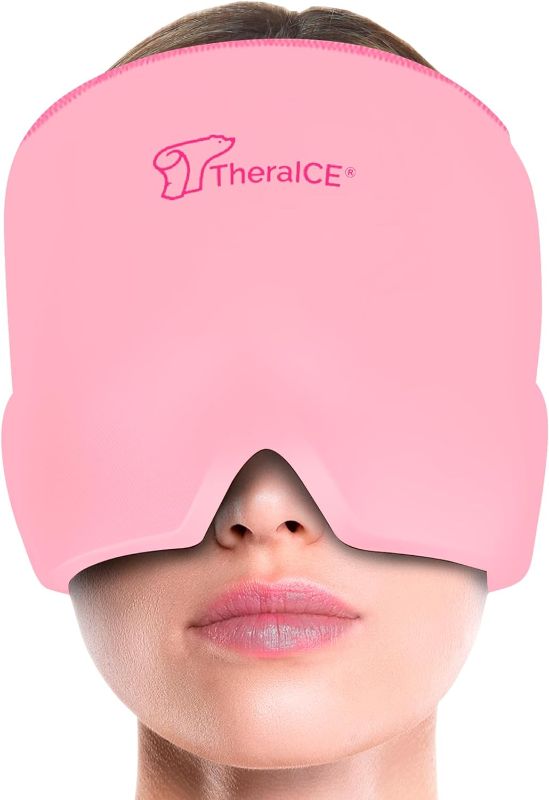 Photo 1 of 1 CAP Pink TheraICE Migraine Relief Cap, Migraine Ice Pack Mask Products, Women Cooling Gel Hat, Face Cold Compress Head Wrap for Her Stress. Great Birthday Gift for Mom, Sister, Grandma, Girlfriend, & Teacher
