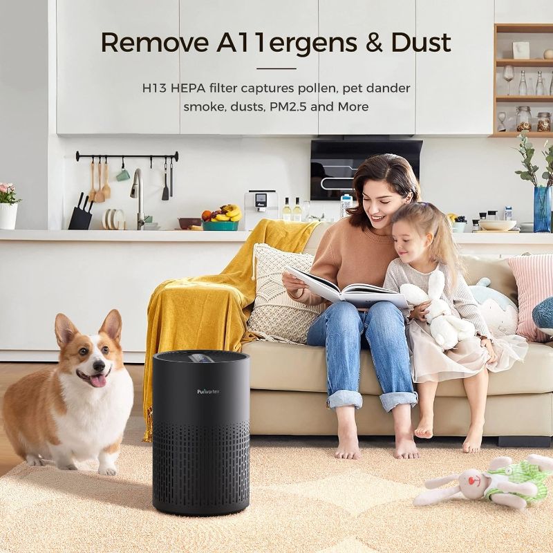 Photo 1 of Air Purifiers for Bedroom, H13 True HEPA Filter for A11ergies, Pollen, Smoke, Dusts, Pets Dander, Odor, Hair, Ozone Free, 20db Quiet for Home, Room, Kitchen, SGS Certificaion - AC400 Black
