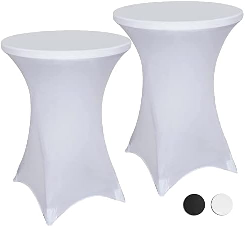 Photo 1 of 3pcs White Spandex Cocktail Table Cover - Fitted High Top Round Table Cloth - Round Tablecloth Covers for Bar Table Pub Table Round Kitchen Table High Top Table Bistro Table - Tables and Cocktails (31 inch table )
