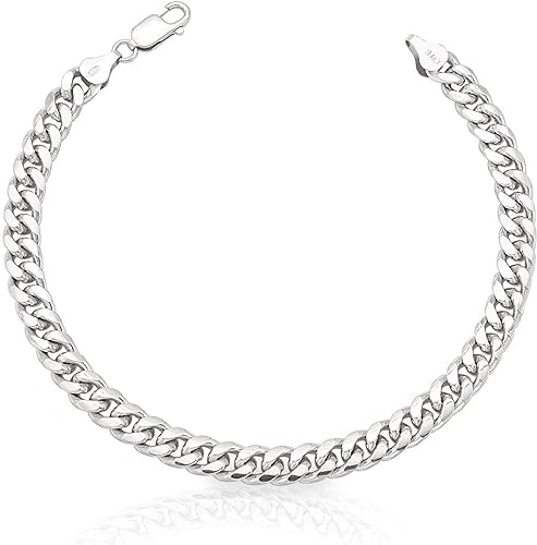 Photo 1 of nometo 925 Sterling Silver Cuban Link Chain Bracelet 5/8mm Silver Bracelet for Men Women Silver Bracelet 6.5-9 Inches
