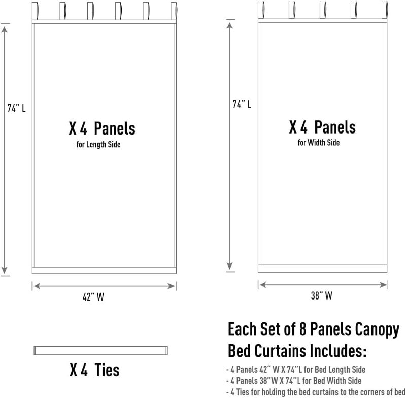 Photo 3 of Sheer Canopy Bed Curtains for King, Queen, Full and Twin Bed, 4 Corner Bed Canopies & Drapes, Four Poster Bed Canopy Curtains Beds, Sheer Curtains for Canopy Bed Drapes, White
