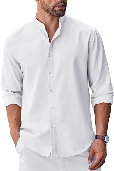 Photo 1 of XXL COOFANDY Mens Dress Shirts Long Sleeve Button Down Collar Shirt Business Casual Shirts White
