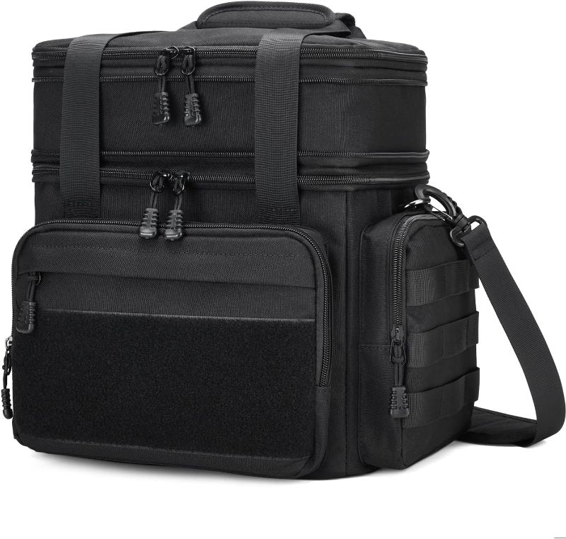 Photo 1 of Black Tactical Lunch Box for Men, Insulated Lunch Bag Adult, Thermal Lunchbox Leakproof Waterproof Cooler Bag, Large Lunch Pail for Work Office Camping Travel (Black)
