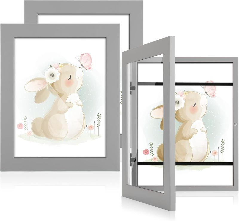 Photo 1 of [3-Pack] Kids Art Frames, 8.5x11 Front Opening Kids Artwork Frames Changeable, Gray Artwork Display Storage Frame for Wall, Holds 50 Pcs, for 3D Picture, Crafts, Children Drawing, Hanging Art,
