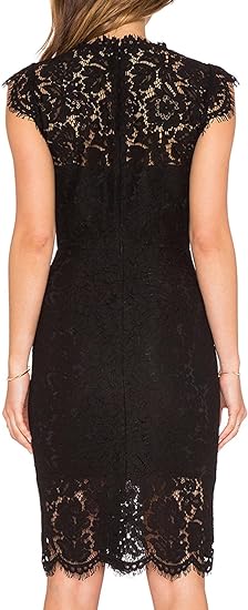 Photo 2 of Medium MEROKEETY Women's Sleeveless Lace Floral Elegant Cocktail Dress Crew Neck Knee Length for Party
