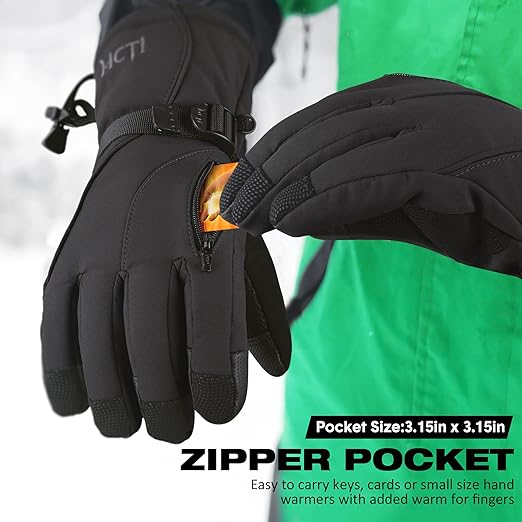 Photo 2 of Large  Black MCTi Waterproof Mens Ski Gloves Winter Warm 3M Thinsulate Snowboard Snowmobile Cold Weather Gloves
