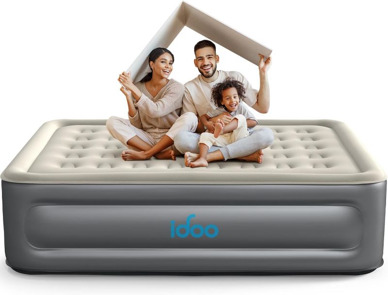 Photo 1 of iDOO Queen Air Mattress with Built in Pump, Luxury Double High Inflatable Mattress for Camping, Home&Guests, 18" Raised Blow up Bed Airbed Colchon Inflable - Fast Inflation/Deflation - 650lb MAX 80"L x 60"W x 18"Th

