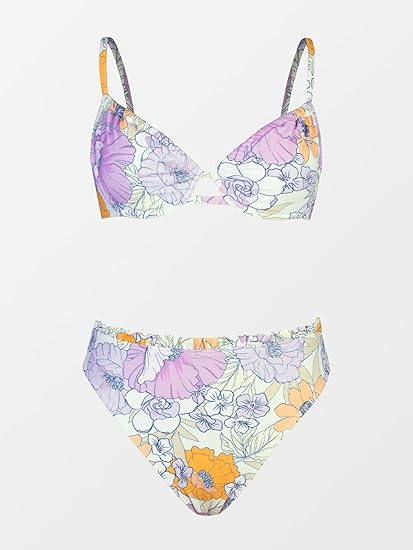Photo 1 of Large Lavender CUPSHE Women Swimsuit Bikini Set High Waisted Push Up Cheeky Drawstring Two Piece Bathing Suit
