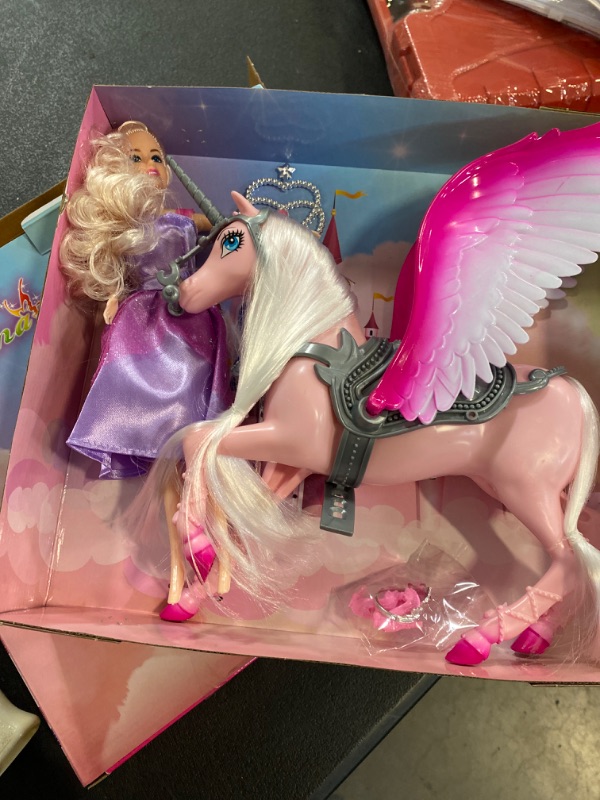 Photo 2 of Bettina Princess Doll and Unicorn with Crystal Comb and Fairy Stick, Unicorn Doll Toys Gifts for Girls, Fashion Playset Presents for Girl
