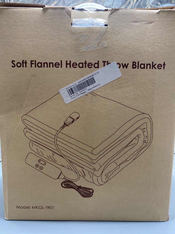 Photo 1 of Electric Heated Blanket?Flannel & Sherpa Heated Throw Blanket 50"x60"?Fast Heating Soft Fleece Blanket with 6 Heating Levels & 4H Auto Off- Grey
