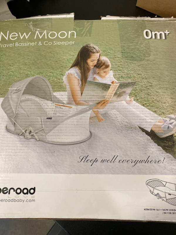 Photo 3 of Beberoad Love Baby Travel Bassinet Portable Bassinet-Folding Baby Bassinet in Bed Mini Travel Crib Infant Travel Bed with Mosquito Net and Canopy Lightweight Washable Foldable Light Grey
