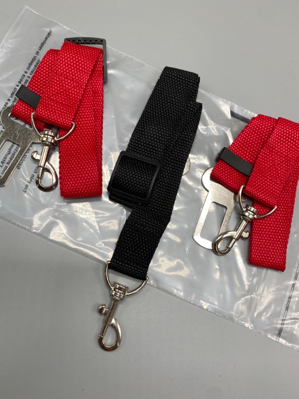 Photo 3 of 3pack Black/Red Adjustable Dog Cat car seat Belt 
