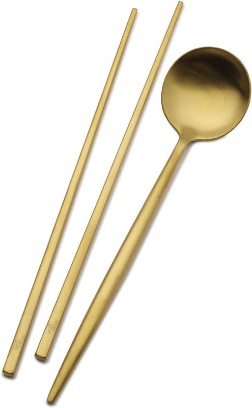 Photo 1 of Studio Nova Gold 18/10 Stainless Steel Chopstick Spoon Set, 3-Piece, Gold
