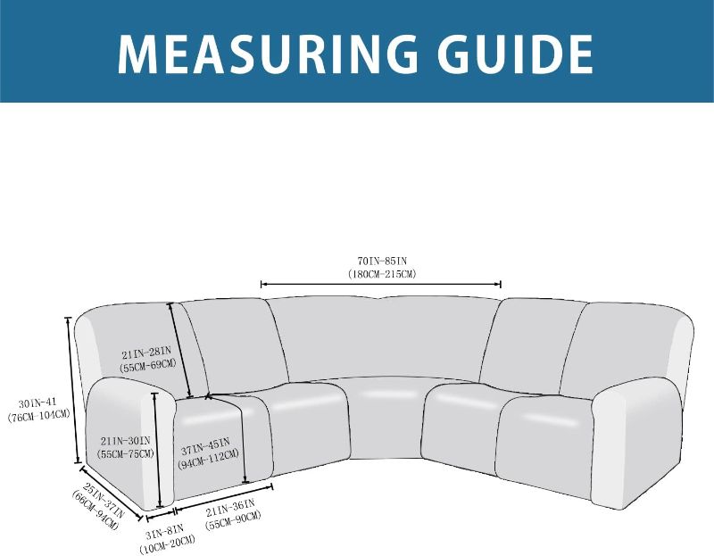 Photo 2 of ULTICOR 7-Piece Sectional Recliner Sofa Covers, Velvet Stretch Reclining Couch Covers for Reclining Sofa, Thick, Soft, Washable (Ivory, L Shape 5 Seat Recliner Cover)
