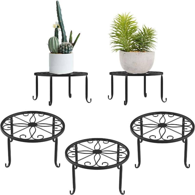 Photo 1 of White Metal Potted Plant Stands, 3 Pack 9" Heavy Duty Rustproof Iron Round Flower Pot Stands, Indoor Outdoor Plant Holder Support Rack for Planter Flowerpot Patio Garden 
