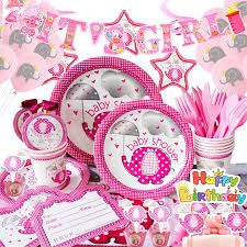 Photo 1 of Pink Elephant Party Tableware Set. Over 200pcs.