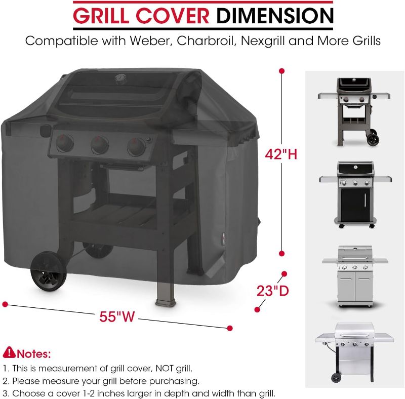 Photo 2 of Unicook Grill Cover 55 Inch, Heavy Duty Waterproof Barbecue Gas Grill Cover, Fade and UV Resistant BBQ Cover, Durable Barbecue Cover, Compatible for Weber Char-Broil Nexgrill Grills and More
