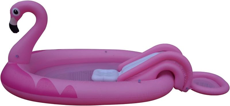 Photo 3 of Inflatable Pink Flamingo Kiddie Pool with Sprayer Capacity 245x157x21/38cm

