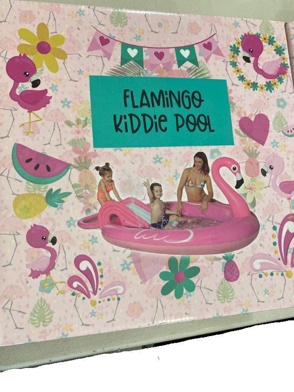 Photo 4 of Inflatable Pink Flamingo Kiddie Pool with Sprayer Capacity 245x157x21/38cm

