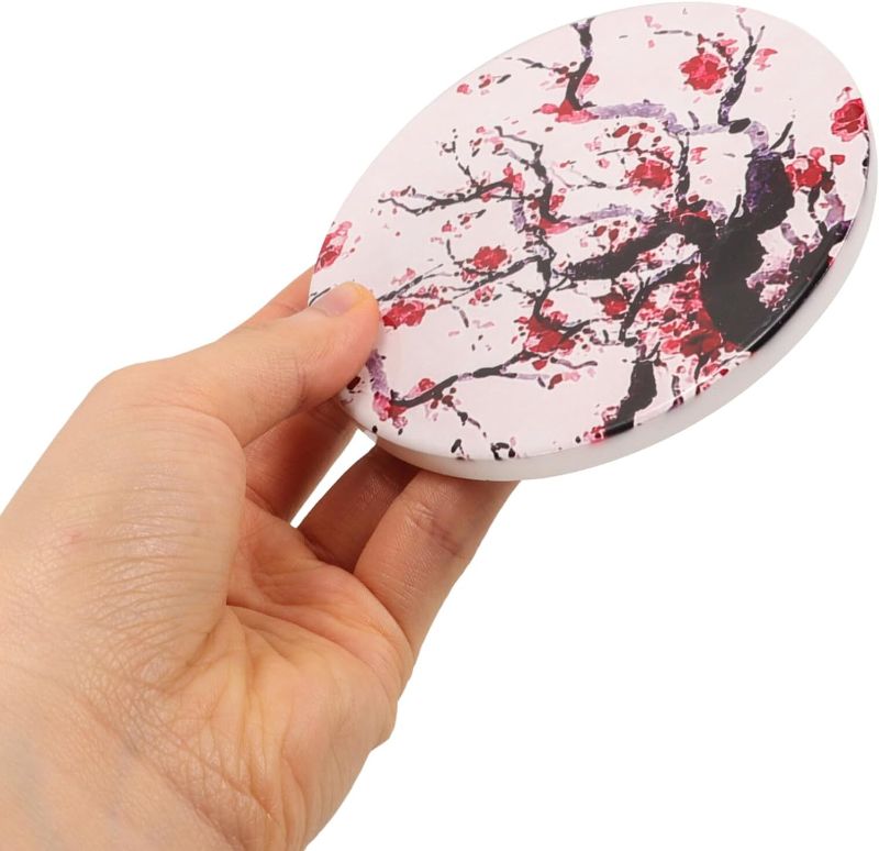 Photo 2 of Lifver Cherry Blossom Ceramic Coasters 6pcs 4inch Round Absorbent Drink Coasters Decorative Floral Print Cup Mats Table Protectors for Coffee Beverage Wine Beer
