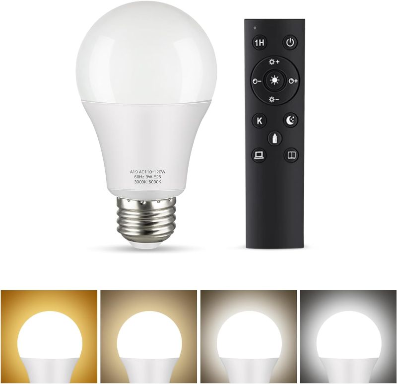 Photo 1 of 2.4G Smart Bulb with Remote Control, Efficient 12W LED Bulb AC-120V 60Hz, 3000K-6500K, E26 Base, Light Bulb with Timer for Living Room, Bedroom, 1Bulb & Remote
