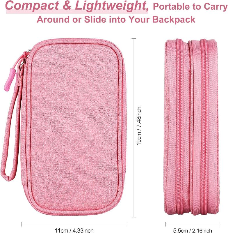 Photo 2 of Travel Essentials for Women, Cord Organizer Storage Case Bag for Airplane Accessories & Tech Electronics (Small, Pink)
