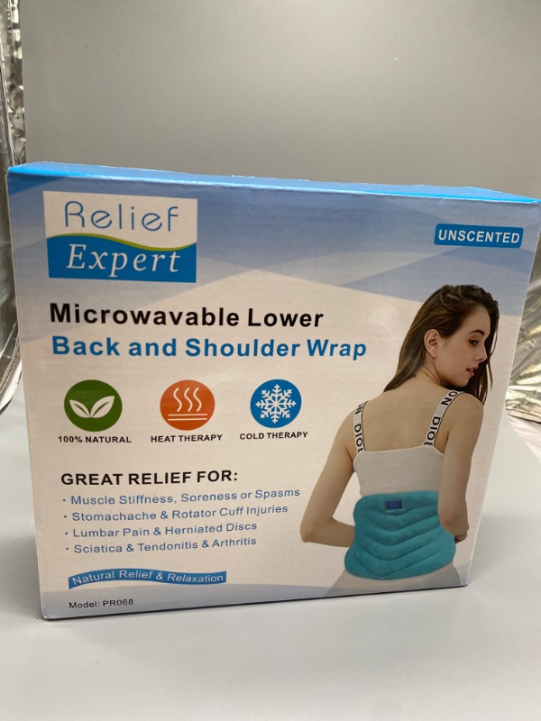 Photo 4 of Relief Expert Microwavable Heating Pad for Back Pain Relief, Menstrual Cramps Heating Pad Microwavable with Moist Heat for Back, Neck and Shoulder, Stomach, Unscented
