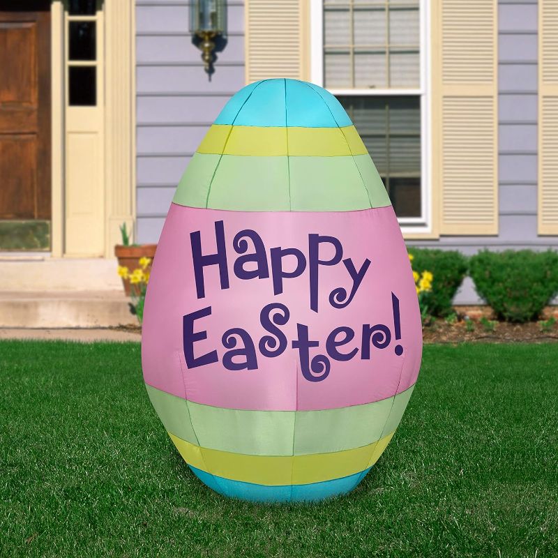 Photo 1 of Gemmy Airblown Inflatable Easter Egg, 4.5 ft Tall, Pink
