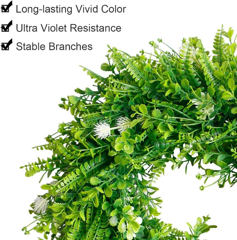 Photo 2 of Sunyplay Wreath for Front Door - 20" Artificial Green Farmhouse Wreaths + 15" Wreath Hanger for Front Door Wall Hanging Decor Greenery Wreath for All Seasons Decorating
