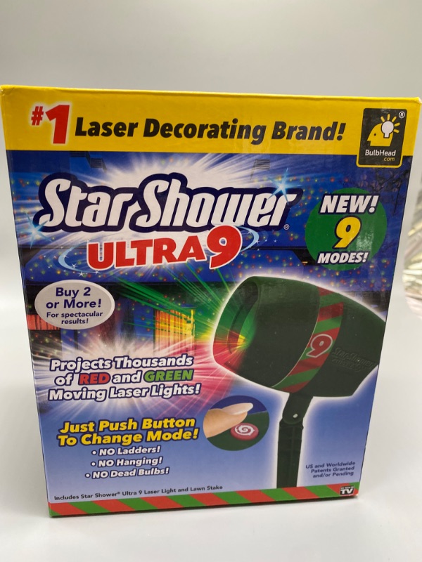 Photo 4 of AS-SEEN-ON-TV with 9 Enhanced Modes for Spectacular Outdoor Holiday Laser Lighting with Thousands of Lights Covering 3200 Square feet, Green, 8.5 in
