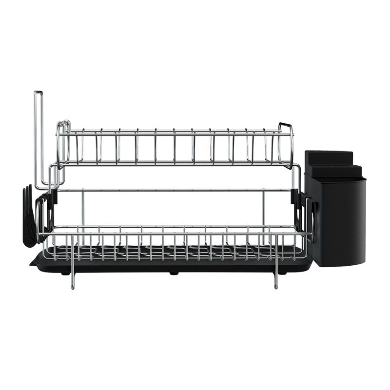 Photo 2 of Dish Drying Rack, Black - Large Dish Drainer Rack with Removable Utensil Holder, Drainboard & Swivel Spout - Modern Kitchen Utensil Organizer for Dishes, Spoons, Forks, Glasses - Rustproof Metal
